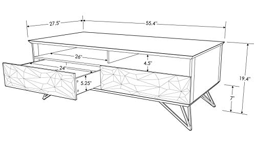 Zuri Furniture Modern Vortice Coffee Table Glossy Black And White Lacquer Matte Black Metal Legs #TOP7