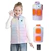 Hecusma Veste Chauffante Enfant avec Batterie Incluse 12000mAh 7.4V, Électrique Gilet Chauffant Enfant avec 5 Zones de Chauffage, Gilet Chauffant pour Garçons et Filles pour Plein Air Sports Hiver -M