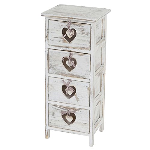 Mendler Kommode Forli, Schubladenkommode Schrank, 4 Schubladen mit Herzen...