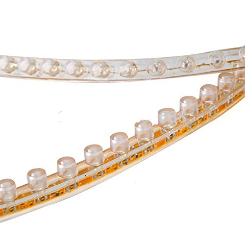 EverBright 2-Pack Amber/Yellow 72CM PVC DC 12V Flexible LED Strip Light For Car motorcycles Decoration Interior Exterior Atmosphere Lamp Bulbs Vehicle DRL Day Running Light without built-in 3M Tape
