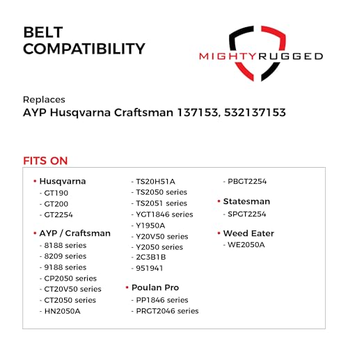 Image of 137153 Craftsman Drive Belt Replacement, Length 83.5 inch, Heavy-Duty Aramid Cord Belt Replaces 532137153 for Husqvarna GT 190 GT200 GT2254, Craftsman AYP8188A79 CT2050, Poulan PP1846 PRGT2046 PBGT2254