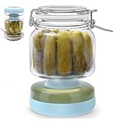 Trtyldt Glass Pickle Jar with Strainer Flip,Hourglass Pickle Juice Separator Jar for Olives,Gherk...