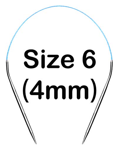 Image of cuteDIY Size 6 Circular Knitting Needles 16 Inch, US 6 / 4mm, Metal | Smooth Join and Flexible Cable Help Yarn Glide with Less Snagging for Hats, Sleeves and Small Projects