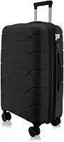 Mala de Viagem Média 23kg Expansível, Polipropileno Resistente, Cadeado Segredo, Rodas Duplas 360° Silenciosas (P1M Preta A)