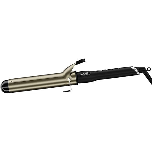 IKONIC CURLING TONG- 38MM Ceramic Infused Barrel(BLACK & GOLDEN) with Swivel Cord, Heat Indicator and Comfortable Rubber Grip, Hair Curler for Retro Curls, Tight and Loose Curls