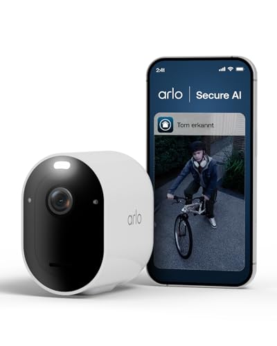 Arlo Pro 6 Überwachungskamera Aussen WLAN, Kabellos, 2K+HDR, Farb-Nachtsicht, 160° Blickwinkel, Spotlight, Zwei-Wege Audio, Bewegungserkennung, Sirene, Secure Testzeitraum, 1er Set, Weiß