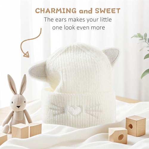 Baby Beanie Winter Hat with Cat Ear for Infant Toddler Boys Girls Kids Soft Knitted Hat Warm Skull Cap3