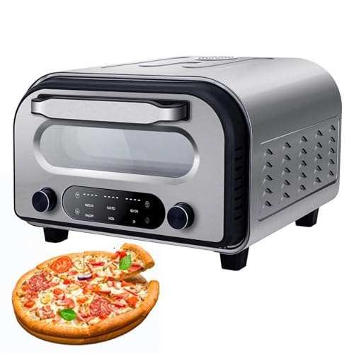MJMLUCK Horno de Pizza eléctrico con Pantalla táctil Inteligente, Control de Temperatura de 450 °C y Temporizador, 6 ajustes preestablecidos de cocción para cocinas domésticas y restaurantes.