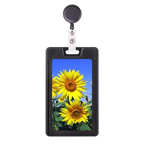 Étui rétractable pour badge tournesols bleu ciel fini les cartes perdues