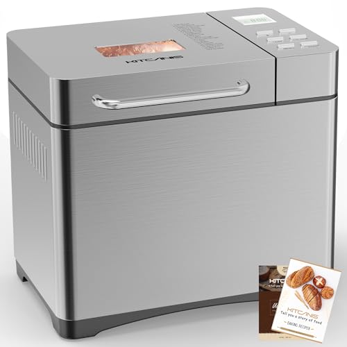 Máquina de fazer pão KITCANIS, máquina de pão de aço inoxidável de 1 kg, temporizador 15H e 1H manter quente, fermento, sem glúten, máquina de fazer massa, máquina de fazer pão com panela antiaderente