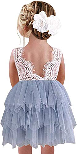 Baby Toddle Girls Tutu Dress Short Sleeves&Sleeveless Stripe Tulle Skirts A-line Dress (White Grey, 12-18 Months)
