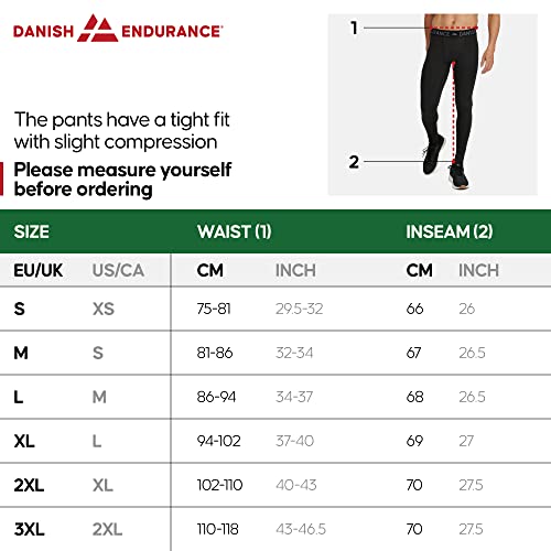 DANISH ENDURANCE Compressiebroek voor heren, set van 2, lange workout tights met zakken, sneldrogende sportlegging, sportbroek voor hardlopen en training, etiketvrij, zwart, grijs - Image 6