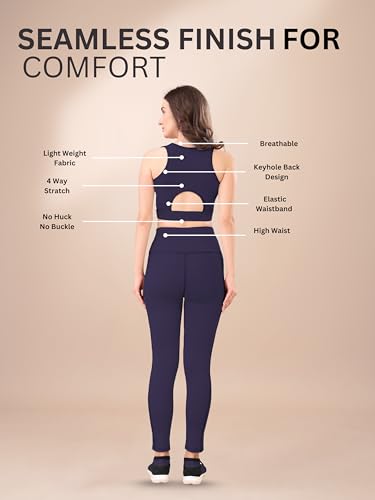 Image of High-Waist Track Suit, Co-ord Set for Women's, Gym wear 2-Piece Workout Set, Sports Bra and Bottom Set, Sports Running Suits, Yoga Wear