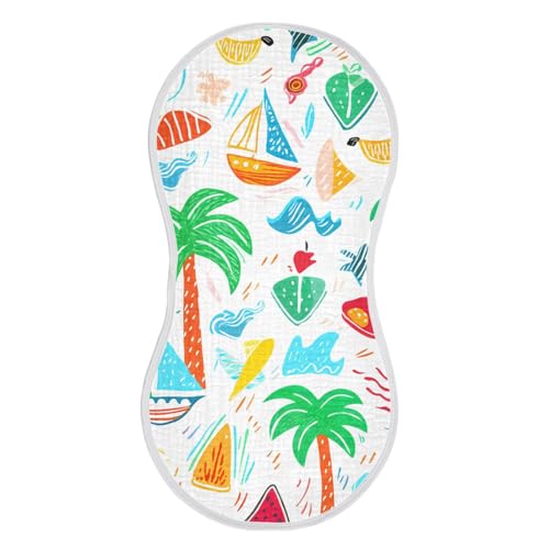 4 Pack Baby Burp Cloths, Soft Absorbent Burping Cloths for Babies, Cotton Milk Spit Up Rags, Large Size for Newborns, Baby Boys and Girls (Tropicana Bliss Pattern)