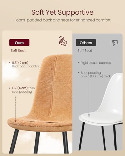 Image of VASAGLE Dining Chairs, Set of 2 Dining Room Chairs, Metal Frame, Adjustable Feet, Easy to Clean, Glacier-Textured Synthetic Leather, for Kitchen, Caramel Brown UKDC187K01