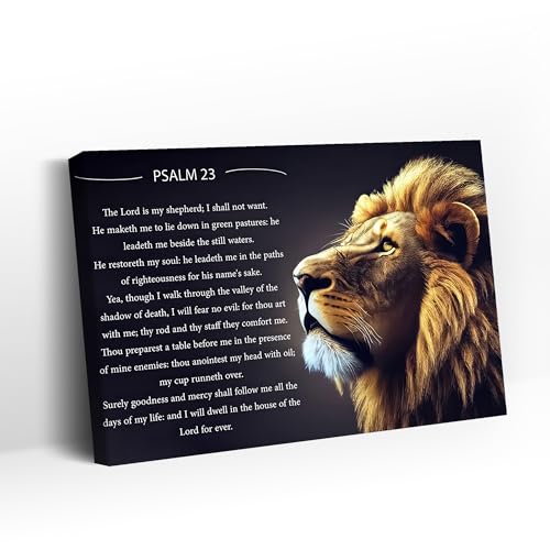 GFGVZLSK Lion of Judah Psalm 23 Canvas Wall Art 12x16 in
