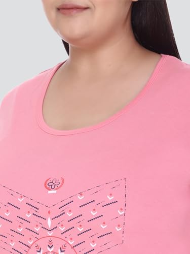 Image of CUPID Regular Fit Cotton Round Neck Half Sleeve T-Shirt, Plus Size Night n Sleep Wear, Daily Use Gym n Lounge Wear Long Tops for Women Blush Pink 2XL