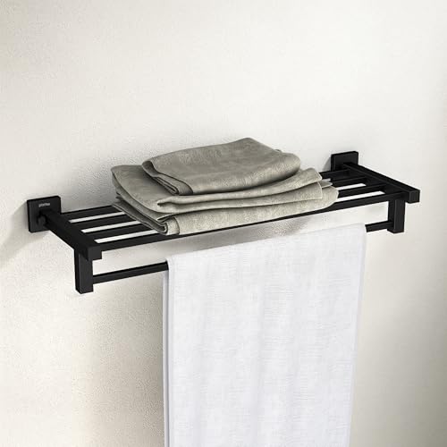 Image of Plantex Stainless Steel 24 Inch Towel Rack for Bathroom /Towel Stand /Towel Holder /Towel Bar /Bathroom Accessories - Pack of 1, Aqua (Black)