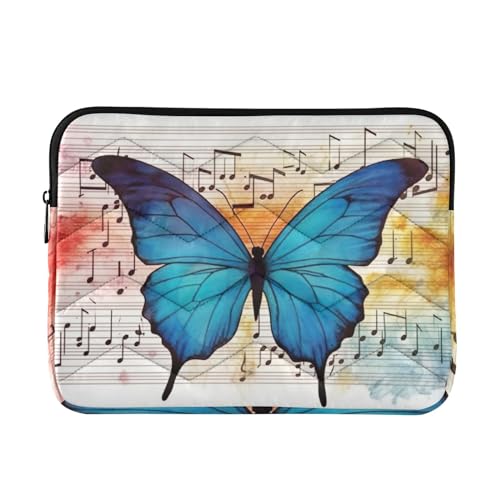 Funda para portátil de 13-14 pulgadas con notas musicales y mariposas