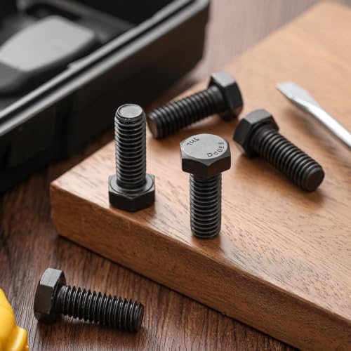 Image of Zonon 50 Pcs 3 /8-16 x 1 Hex Head Screw Bolt 18-8 (304) Stainless Steel Hexagon Bolts, Fully Threaded, Plain Finish, External Hex Drive (Black)
