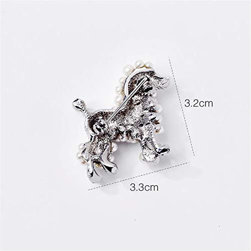 Cute Simulated Pearl Poodle Dog Brooch Pin Rhinestone Animal Lapel Collar Jewelry Accessories4