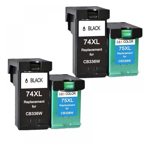 MRHZKE Ink Cartridges For 74 75 Photoprinter C4200 C4280 C4345 C4380 C4385 C4480 C4580 Models(2Black 2Color)