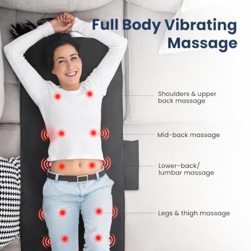 Image of COMFIER Full Body Massage Mat Pad for Bed, Massage Chair Pad with 10 Vibration Motors & 5 Massage Modes, Vibrating Heating Massage Mattress Pad for Back,Massager with Auto Shut Off, Velvet (Grey)