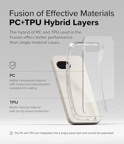 Image of Ringke Fusion Compatible with Google Pixel 9a Case Cover Transparent Hard Back Soft Flexible TPU Bumper Scratch Resistant Natural Form Pixel 9a Back Cover - Clear