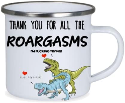 Thanks for the roargasms dinosaurio día de San Valentín galantinas corazón rosas sexy cupido su beso, taza fea, taza de café pene mamá bff regalo