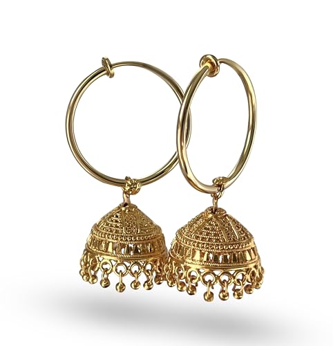 Generic Jhumka style clipon earrings Indian style clipon earrings, Gold and pearls