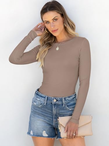 Image of ANRABESS Women Long Sleeve Shirts Rib Knit Slim Fit Tops Basic Tee Spring Outfits Casual T-Shirt Underscrubs Layer Clothes