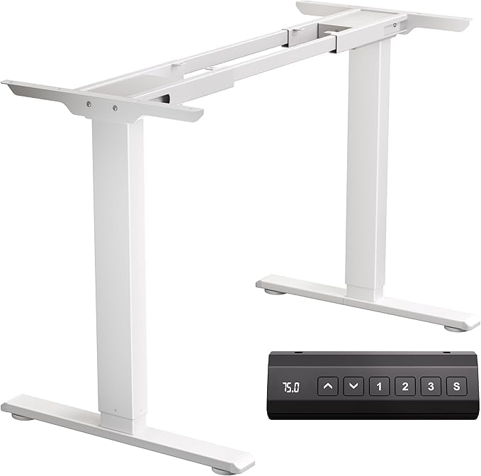 Image of Audiovan Home /Office Height Adjustable Electric Table Frame | Dual Motor | 120KG Wt. Capacity with 3 Memory Presets | Electric Sit Stand Desk Frame Only (White 47 inch-28 inch) (White, Dual Motor)