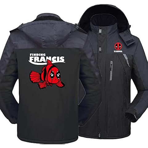 YRSHENG Men's Fleece Jacket D.e.a.d.p.o.o.l Print Outdoor Hoodies Warm Coat Top Hiking Walking Jacket With Detachable Hood - Warm Gift-black||M Cover