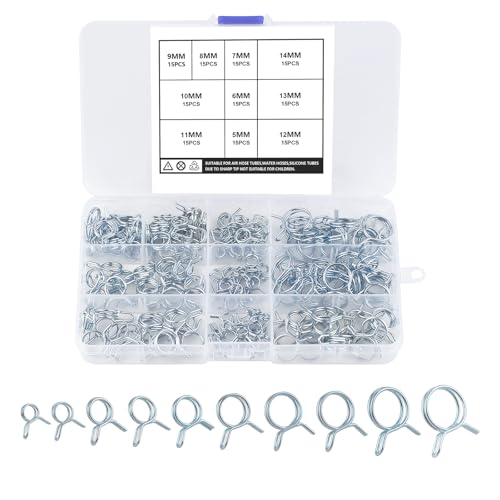 JINTANG 150 Pcs collier de serrage inox,5-14mm collier de serrage métallique collier durite,collier serflex inox serrage Réglable,Pour Voitures, Motos, Scooters, VTT (10 tailles)