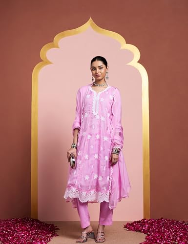 Image of Amazon Brand - Myx Women Kalidar Embroidered Kurta Set (Available in Plus Sizes)