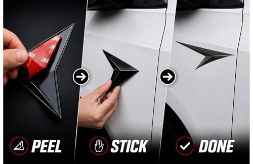 Image of SUKICHI Car Exterior Accessories Decorative Sport Styling Trim for Cars | Universal Self Adhesive ABS Exterior Enhancement | Premium Automotive Styling Panel | Black | Pack of 2 (Car Side Vent Arrow)