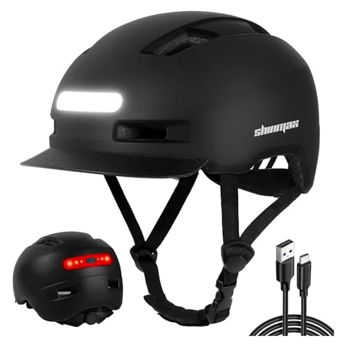 Shinmax Casque Velo Homme Femme, Casque vélo Femme avec 5 Modes lumière, USB Casque de vélo avec visière, Casque Trottinette Electrique Adulte, pour Les...