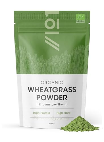 Organic Wheat Grass Powder 500g - Rich in Amino Acids - Resealable and Recyclable Pouch - By Alpha01