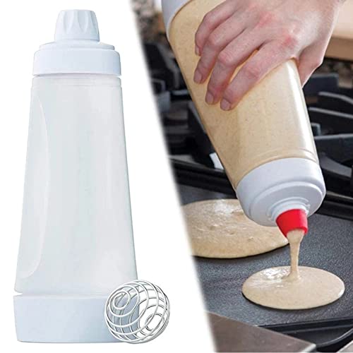 Botella para Mezclar Masa 1000ML Botella Dispensadora de Masa Botella de Mezcla Exprimible Dispensador de Panqueques Embotellado, Mezclador de Masa para Hacer Panqueques,Panqueques,Gofres