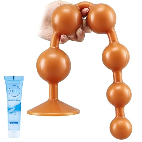 14in Super Long Anal Plug Dildo Flexible Liquid Silicone Butt Plug Vaginal Anus Dilator Prostate Massage Stimulation Adult Erotic Sex Toys for Women Men - Gold