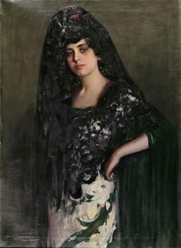 Art Mural Mujer Con Mantilla de Ramon Casas Y Carbó impression d'art moderne 60x90