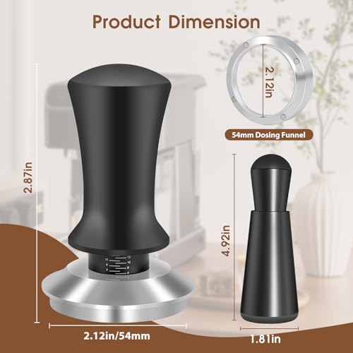 Image of Reoszeank 54mm Espresso Accessories Kit, Spring Loaded Calibrated Tamper, WDT Tool and Dosing Funnel Set Fits Breville 54 mm Espresso Coffee Machines and Portafilter
