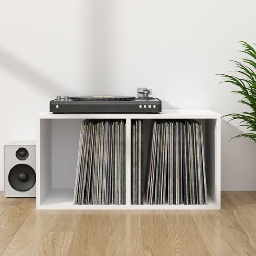 Gecheer White Wooden Record Storage Box 71 x 34 x 36 cm