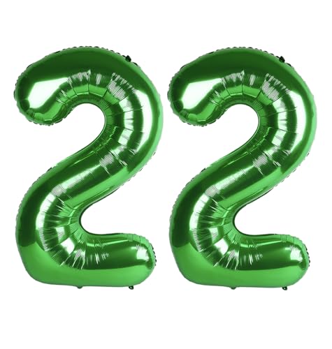 Image of Number Balloons Dark Green 22 Balloon 40 inch for 22 Birthday Decorations | Saturated Color, Large 40 in, With Inflation Straw & Hanging Hole, For Back-To-School Season, Forest Picnic Party, Christmas