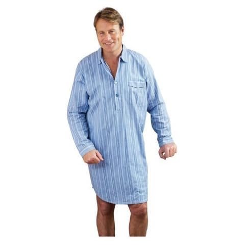 Champion Mens Brushed Cotton Striped Nightshirt-Dark Blue-2X-Large 48-50 Cover