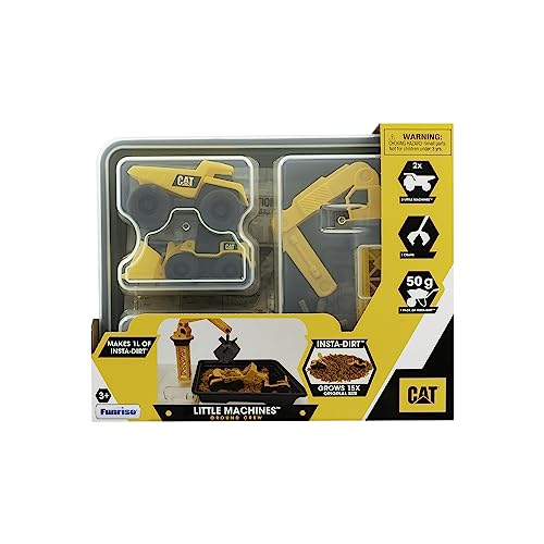 Image of CAT Construction Toys Little Machines Ground Crew Playset with Insta-Dirt - Sensory Toys for Kids Ages 3 and Up - 15X Fast-Growing Dirt Compound & 2 Vehicles - Ideal Gift for Boys & Girls