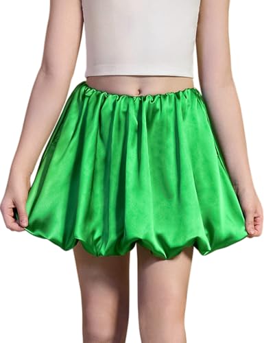 Image of Perfashion Girls Bubble Skirt Metallic Puff Balloon Cute Mini Skorts Dance Outfits with Shorts 4-13Y