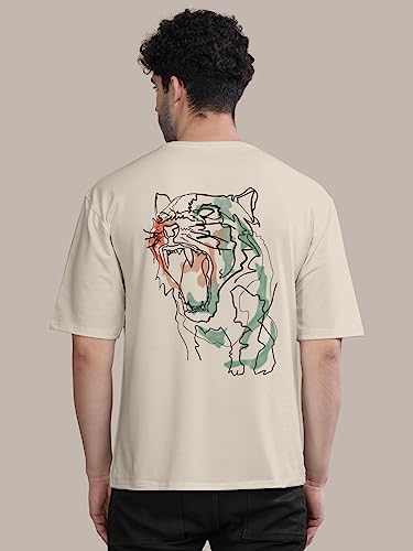Image of BULLMER Trendy Front and Back Printed Oversized Round Neck T-Shirt for Men - Pack of 2