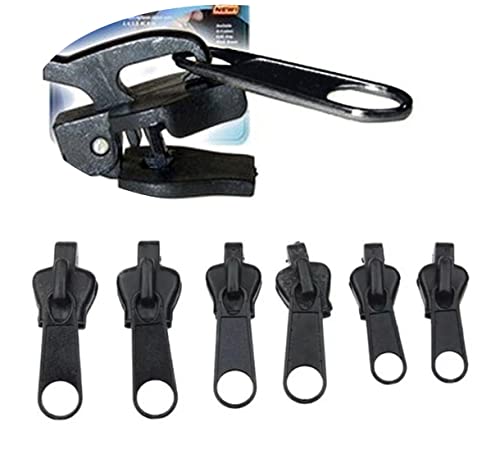 6 Pcs Fix Zip Puller, Instant Zipper Clip & Zip Quick Fix Zip Puller, Repair Kit Zipper Replacement Zipper Pull Rescue Kit, No Sewing Needed One Pack Fix Zipper Repair kit (Black)