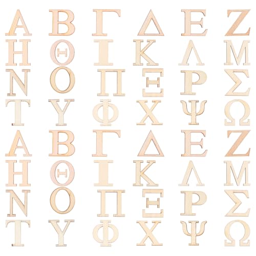 1 Inch 48PCS Wood Greek Letters Unfinished Greek Alphabet for Wall Decor Sorority Fraternity Paddles DIY Project and Crafts Home Decorations Making